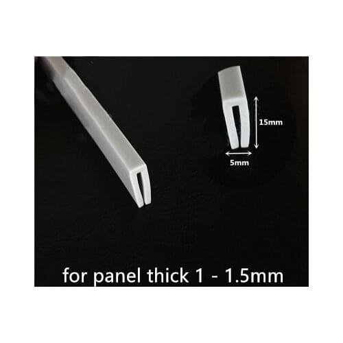 Solid Silicone Rubber U Strip for 1 - 1.5mm Thick Glass Metal Wood Panel Edge Encloser Shield 15x5x15mm 1m Gray