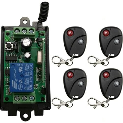 DC 9V 12V 24V 1 CH 1CH RF Wireless Remote Control Switch System Transmitter with Two-button Receiver Garage Doors /window /lamp