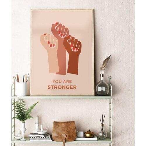 Girl Power Print Feminist illustration Poster Woman Strong Female Art Canvas Painting Wall Picture Womans Room Decor Girls Gift