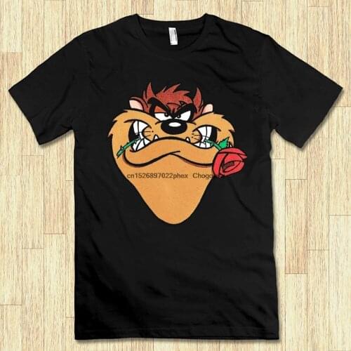 Tasmanian Devil with Rose T Shirt Looney Tunes Taz Tee 100% Cotton Tee Mens and Womens Sizes