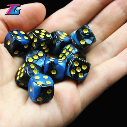 T&G 10pcs/set of 12mm D6 Gambling Dice with Gold Standard Dot for Tabletop Game
