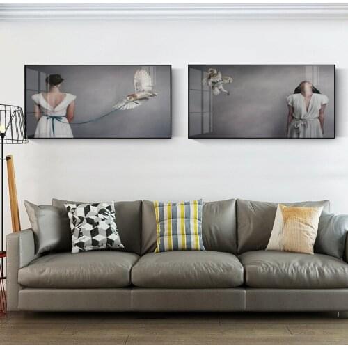 Canvas Painting Flowers Bird Eagle Woman Abstract Wall Art Print Poster Picture Decorative Painting Living Room Decoration