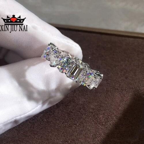 Silver 925 ring latest fashion princess geometric polygon baita cut white zircon ring engagement wedding female jewelry gift