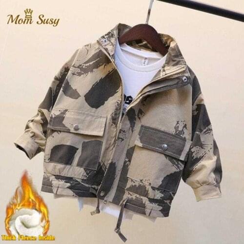 Baby Boy Jacket Thick Child Windbreaker Camouflage Coat Autumn Spring Winter Baby Zipper Outwear Chaqueta Clothes 2-13Y