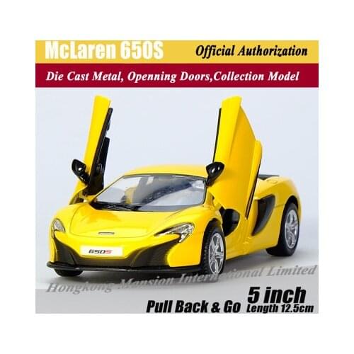 1:36 Scale Licensed Alloy Diecast Metal Collection Sports Car Model For McLaren 650S Pull Back Roadster Toys Vehicle