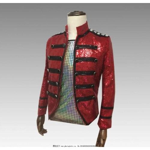 Paillette male master Sequins Dresses Stage Costumes Men terno Suit MC Host Clothing Singer Suits & Blazer show jacket outerwear