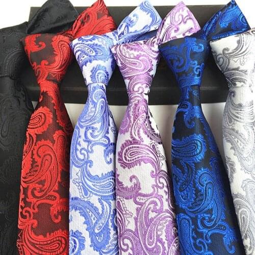 2020 Men Jacquard Woven Paisley Flower Wedding Party Holiday Narrow Neck Tie Polyester 8.5cm Silk Floral Business Necktie Cravat