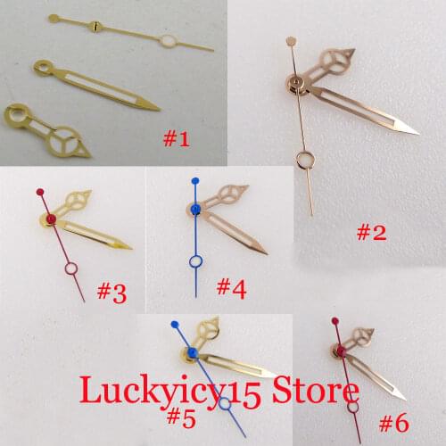 Luminous Rose Gold Watch Hand Needles Set fit NH35 NH36 7s26 7s36 6r15 4r15 4r36 7002 7009 Miyota 8215 Blue/Red Second hand