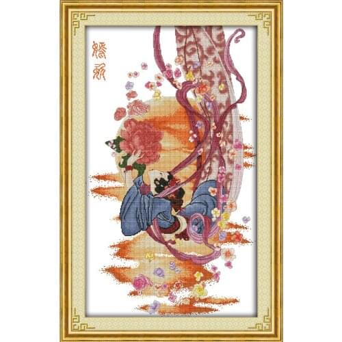 Stamped Cross Stitch Kits The Heavenly Maids Scatter Blossoms Decor Crafts Counted 14CT 11CT Printing Embroidery Needlework Sets