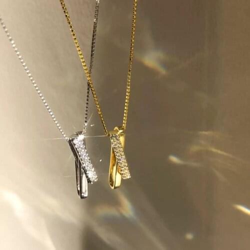 925 Sterling Silver Cross Charm Pendent Necklace For Women Party Wedding Jewelry Accessories Choker dz049