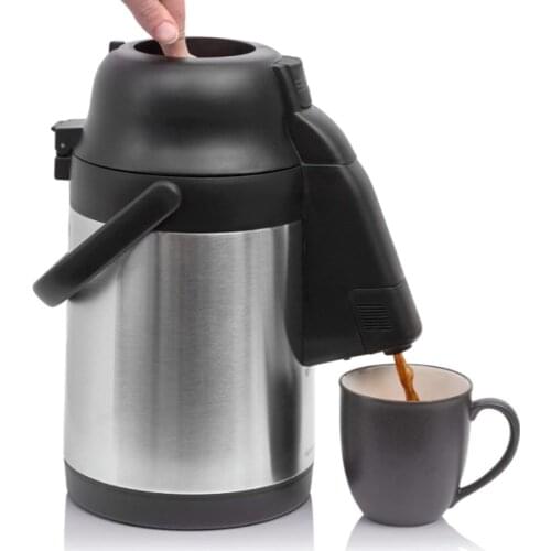 Large Capacity Pneumatic Thermos Stainless Steel Portable Vacuum Flask Insulation Pot Travel Home Coffee Tea Insulated Tumbler