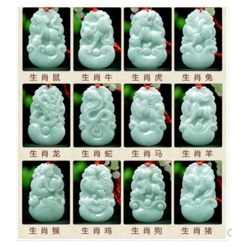 Natural jade stone zodiac crafts green eastern mausoleum year of the rooster and pig Rat ox ecrafts sculpture statues Home