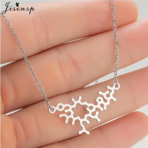 Simple Caffeine Molecule Necklace Chemical Molecular Structure Science Jewelry for Women Men Colar Unique Student Graduates Gift