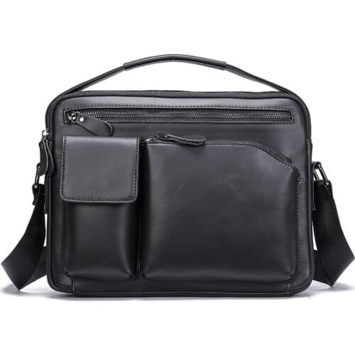 New Man Bag Genuine Leather Men Handbags Small Flap Mens Shoulder Bag Casual Office Messenger Bags Fashion Crossbody Bag