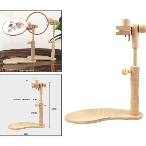 Universal Embroidery Lap Stand Adjustable Wooden Cross Stitch Rack Holder for DIY Sewing Craft Tools, Tapestry Hoop Frame
