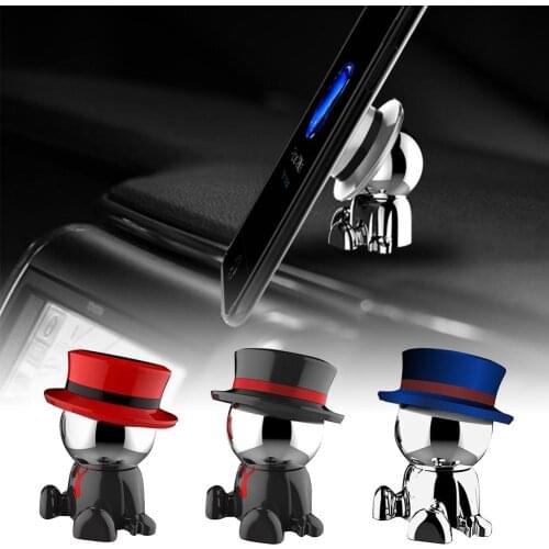 360 Degree Rotary Adhesive Universal Small Figure Shape Magnetic Car Phone Holder Dashboard Stand Cradle For iPhone Samsung