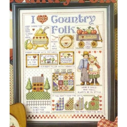 Fishxx Cross Stitch A2243cartoon[I love the country people]soluble printing,100% accurate pattern,11CT,Need to embroidery