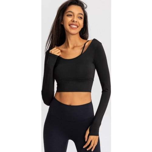 High-quality Tight-fitting Yoga Long-sleeved Fitness Tops Yoga Tops for Womens Sports Running Tops Seamless Yoga Shirts