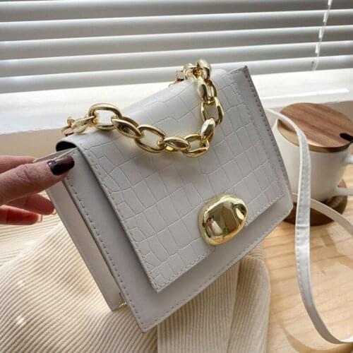 2021 High Quality Handbags For Women Pu Leather Female Shoulder Bag Chain Strap Ladies Crossbody Bag Solid Color Square Bag