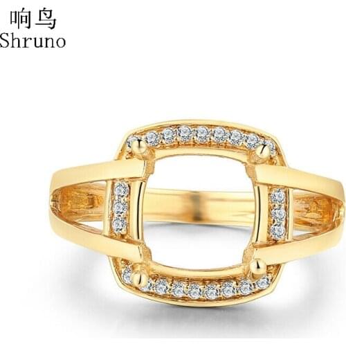 Shruno Women Jewelry Moissanite Ring Solid 10K Yellow Gold Lab Grown Moissanite Diamond Engagement Ring Setting Fit Cushion 9mm