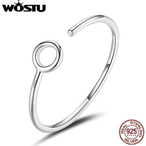WOSTU New 925 Sterling Silver Simple Ring-Circle Open Finger Ring for Women Anel Fashion Sterling Silver Jewelry Gift FNR204