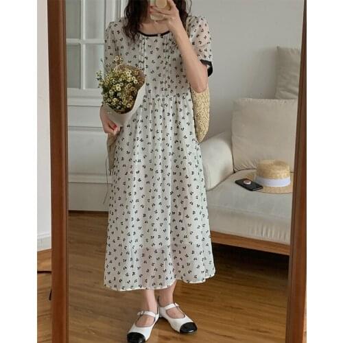 Butterfly Print Summer Dress Women Korean Sweet Elegant Long Midi Dress Loose Chiffon Party Dress Vintage Harajuku Loose