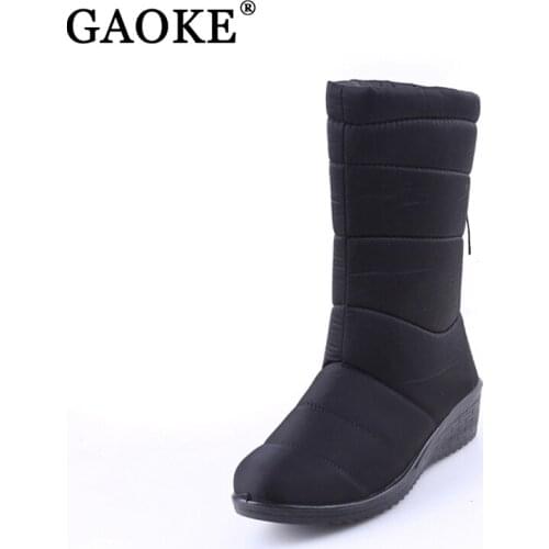 Winter Women Boots Mid-Calf Down Boots Female Waterproof Ladies Snow Boots Girls Winter Shoes Woman Plush Insole Botas Mujer