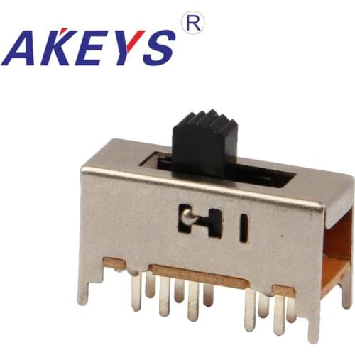 10PCS SS-24H01 2P4T Double pole four throw 4 position slide switch 10 pin DIP type with 4 fixed pin handle heights