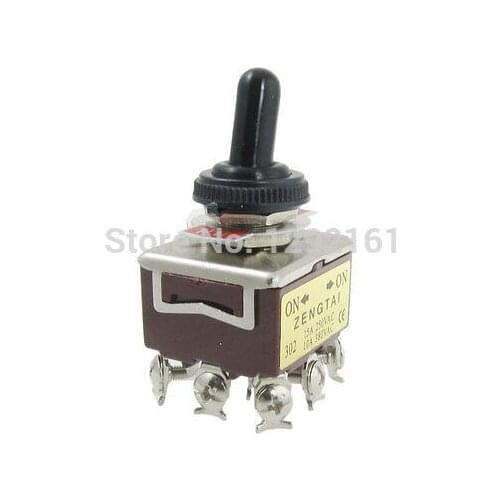 15A/250VAC 10A/380VAC ON/ON 2 Position 3PDT Toggle Switch w Waterproof Boot 302