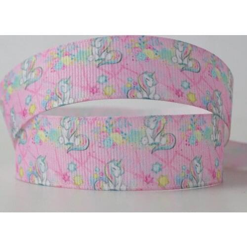 16mm/22mm/25mm/38mm/75mm Pink unicorn print grosgrain ribbon 10/25/50yards DIY gift wrap sewing wedding decor ribbon