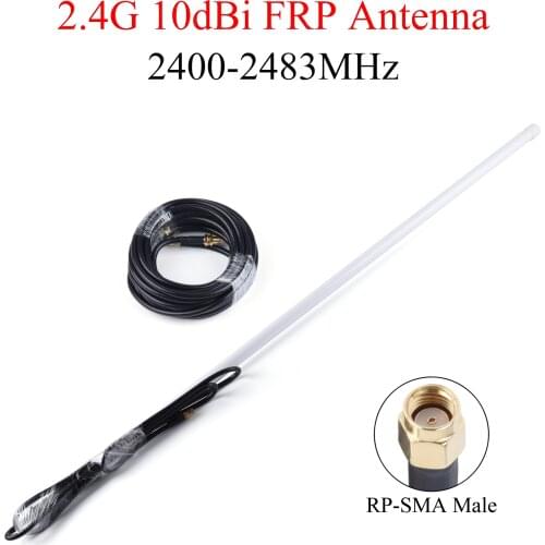 2.4G 10dBi Antenna 2400-2483MHz FRP Outdoor Wireless LAN Network Antenna RP-SMA Male For Router Booster Amplifier Modem