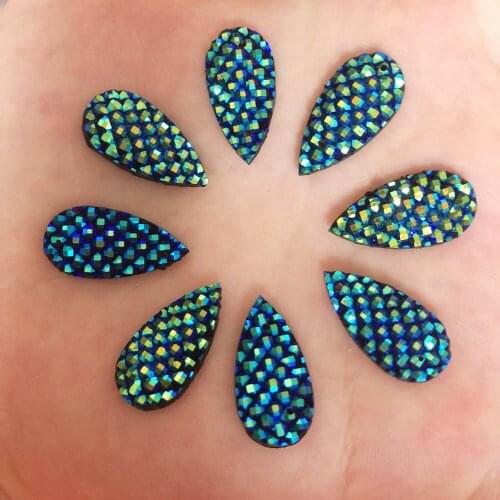 20pcs Black AB Resin 8*22mm Drop Flatback Rhinestone Child Scrapbook Wedding DIY F306