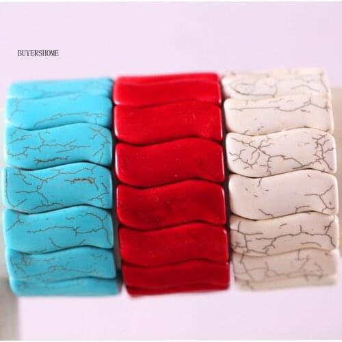 Free Shipping Women Jewelry Stretch Natural Stone Beads White Red Green Howlite Bracelet 8" 1Pcs H912-914