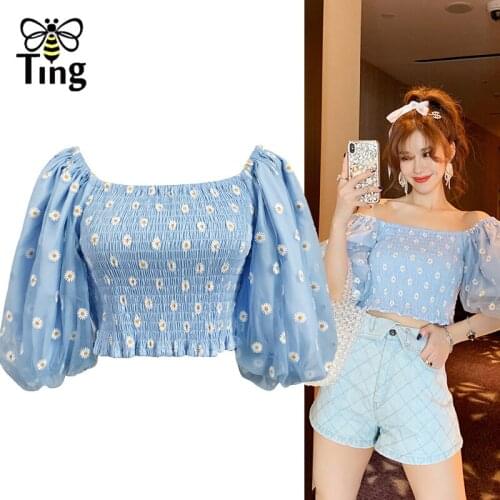 Синие блузки Cechy Daisy China At AliExpress