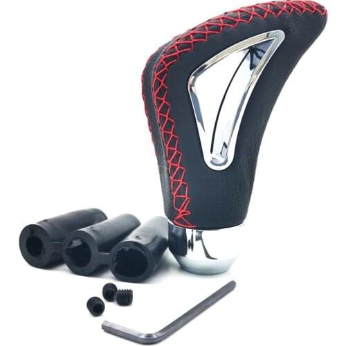Black Genuine Leather & ABS Car Manual Gear Stick Shift Shifter Lever Knob Cover