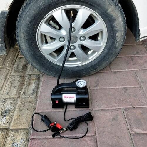 DC 12V 100PSI Auto Car Tire Inflator Auto Air Compressor Tire Pump with Pressure Gauge for Car Bicycle Ball Rubber Dinghy