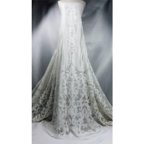 French Mesh white Sequins Lace Fabric,High Quality African Tulle Lace Fabric Sequins Wedding Nigeria net lace JRB-895201