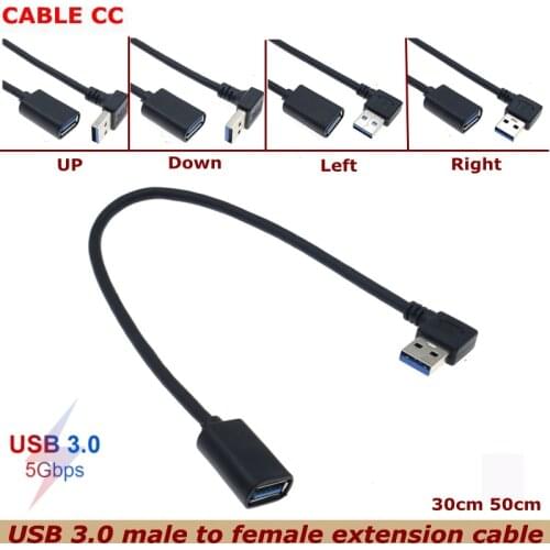 Right angle 90 degree downward USB 3.0 A male to female extension cable white black 20cm best quality