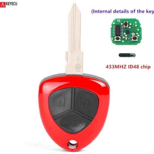 Keyecu New 3 Button Smart Remote Key Fob 433 MHZ With ID48 transpond Chip for Ferrari F430 2005 2006 2007 2008 2009 Left Blade