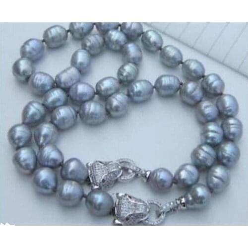 Set of 11-12mm south sea baroque silver grey pearl necklace18" bracelet 7.5-8