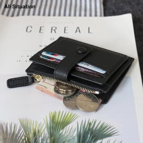 Luxury Credit Card Wallets First Layer Cow Leather Top End Ladies Fashion ID Bus Card Coin Purses Women Casual Storage Bag Men