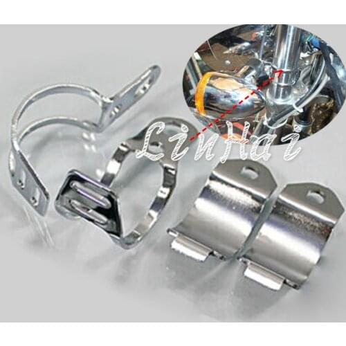 1Pair Chrome Billet Aluminum Front Turn Signal Light Brackets Fork Mount Clamp 28mm-41mm