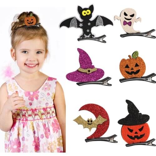 Cute Halloween Hair Clips Cartoon Bat Hat Hair Accessories for Kids Hairpins Ornament Barrettes Hairclips Baby Hair Accessories
