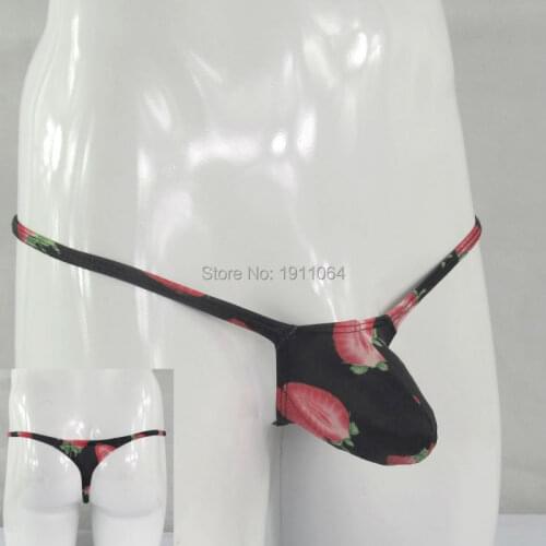 Mens Pouch Thong Bulge Enhancer Low Rise T Back maple leaves prints g4034