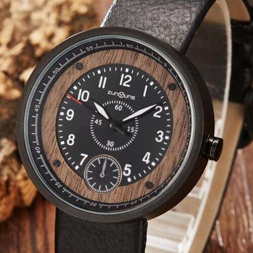 Mens Watches Top Brand Luxury Wood Dial Casual Leather Strap Men Sports Quartz Watch Christmas Day Gifts Relogio Masculino