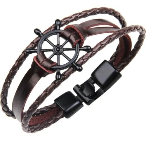 2020 New Bracelet Fashion Personality Leather Mens Bracelet Creative Rudder Bracelet Anime Cosplay
