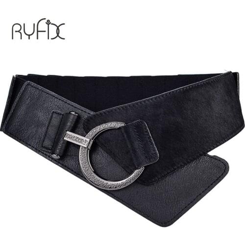2021 New Women Ladies Elastic Belt Faux Leather Black Stretchy Wide Waistband Fashion Girls Autumn Winter Waist Belt BL216