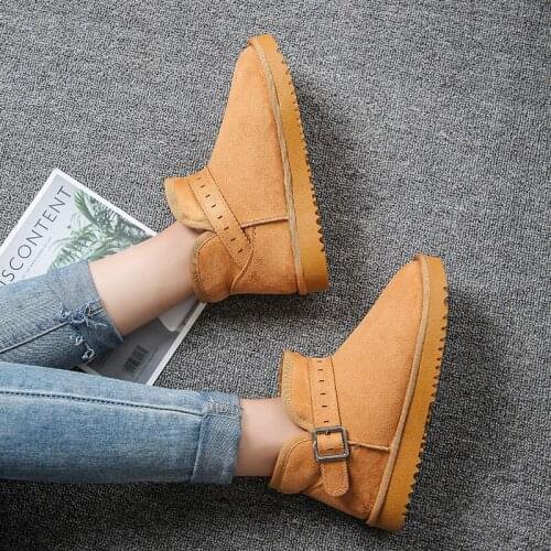 Winter New Snow Boots Female Warm Plus Velvet Wild Short Tube Short Boots Non-slip Flat Cotton Shoes Botas Mujer Invierno W22-14