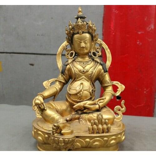 Wholesale factory 12 Tibet Fane Pure Bronze 24K Gold Buddhism Wealth Yellow Jambhala Buddha Statue AE1024 AB1025