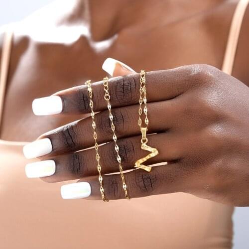 Initial necklace stainless steel Gold chain A-Z Alphabet Pendant Necklace Jewelry 2020 Bijoux Femme Gifts For The New Year